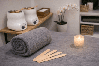 Épilation du maillot à la cire en institut à Nantes réalisée avec précision et douceur.